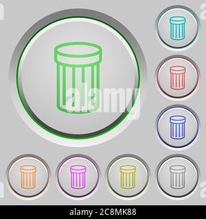 Satz von Drucktasten mit Müllabfuhr. Gut organisierte Ebene, Farbmuster und Struktur im Grafikstil. Einfach neu färben. Stock Vektor