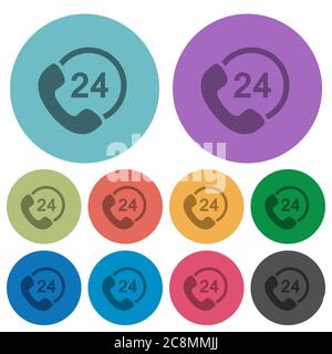 Flaches Symbol für 24-Stunden-Service auf rundem Hintergrund. Stock Vektor