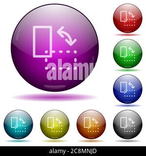 Farbsatz Element drehen Glaskugel-Tasten mit Schatten. Stock Vektor