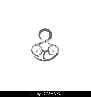 Doula, Twin Babies und Infinity Symbol Logo / Symbol Design Stock Vektor