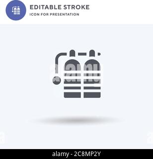 Symbolvektor für Sauerstofftank, gefülltes flaches Schild, solides Piktogramm isoliert auf Weiß, Logo-Illustration. Symbol für Sauerstofftank zur Darstellung. Stock Vektor
