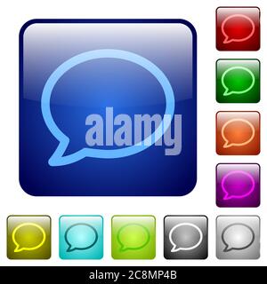 Set von Chat Farbe Glas abgerundeten quadratischen Tasten Stock Vektor