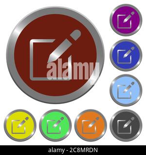 Set von glänzenden münzähnlichen farbigen editbox Knöpfen. Stock Vektor