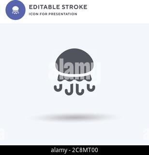 Quallen-Symbolvektor, gefülltes flaches Zeichen, solides Piktogramm isoliert auf Weiß, Logo-Illustration. Quallen-Symbol für die Präsentation. Stock Vektor