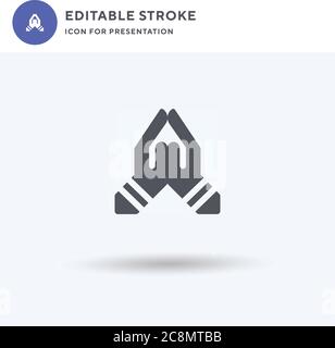 Namaste Icon Vektor, gefüllt flaches Zeichen, solides Piktogramm isoliert auf weiß, Logo-Illustration. Namaste-Symbol für die Präsentation. Stock Vektor