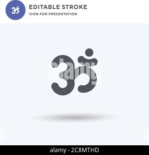 OM-Symbolvektor, gefülltes flaches Schild, solides Piktogramm isoliert auf Weiß, Logo-Illustration. OM-Symbol für Präsentation. Stock Vektor