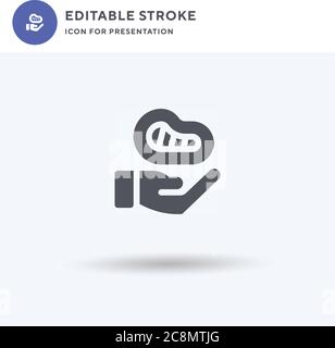 Almsgiving Icon Vektor, gefüllt flache Zeichen, solides Piktogramm isoliert auf weiß, Logo-Illustration. Almosensymbol für die Präsentation. Stock Vektor