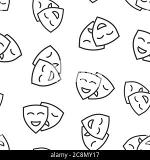Symbol für Theatermaske in flacher Ausführung. Comedy und Tragödie Vektor-Illustration auf weißem isolierten Hintergrund. Smile Face nahtlose Muster Business-Konzept. Stock Vektor