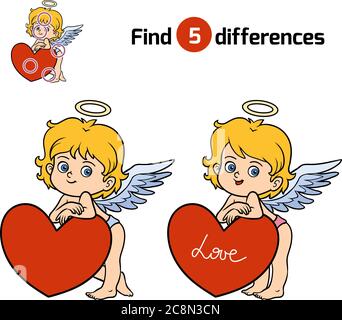 Finden Sie Unterschiede, Bildung Spiel für Kinder, Engel Stock Vektor