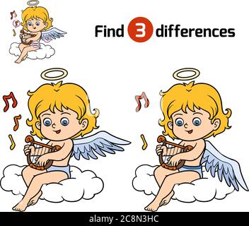 Finden Sie Unterschiede, Bildung Spiel für Kinder, Engel Stock Vektor