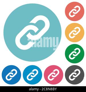 Flaches Link-Symbol auf rundem Farbhintergrund. Stock Vektor