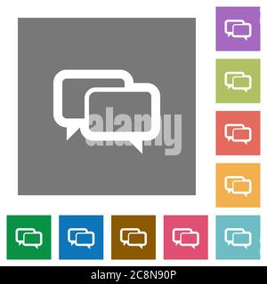 Chat-Blasen flache Symbol auf Farbe quadratischen Hintergrund gesetzt. Stock Vektor