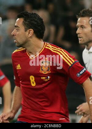 Xavi Hernandez während der Euro 2012, Frankreich - Spanien am 23. Juni 2012 in Donbass Arena, Donetsk- Foto Laurent Lairys / DPPI Stockfoto