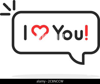 Linear ich liebe dich Text in Sprechblase Stock Vektor
