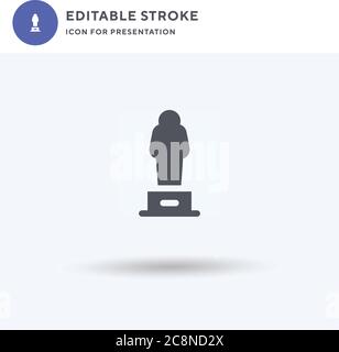 Oscar-Symbolvektor, gefülltes flaches Zeichen, solides Piktogramm isoliert auf Weiß, Logo-Illustration. Oscar-Symbol für Präsentation. Stock Vektor