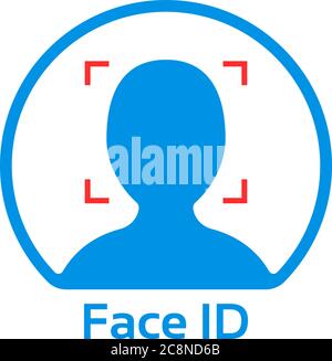 Einfaches Symbol für die blaue Gesicht-id Stock Vektor