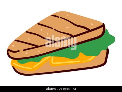 Sandwich mit Käse, Brot und Salatblätter Vektor Stock Vektor