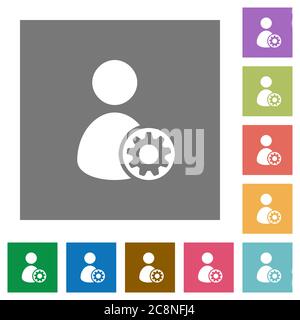 Benutzerprofileinstellungen flaches Symbol auf quadratischem Hintergrund. Stock Vektor