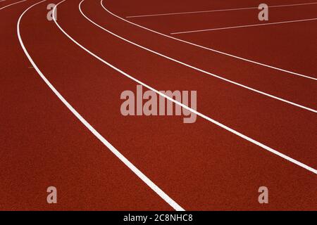 Nahaufnahme der roten Stadion-Laufstrecken Stockfoto