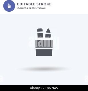 Bleistifthalter Symbolvektor, gefülltes flaches Schild, solides Piktogramm isoliert auf weiß, Logo-Illustration. Bleistifthalter Symbol für Präsentation. Stock Vektor