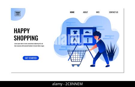Shopping flache Illustration.Konzept der Landing Page.Vektor Design Vorlage isoliert. Stock Vektor