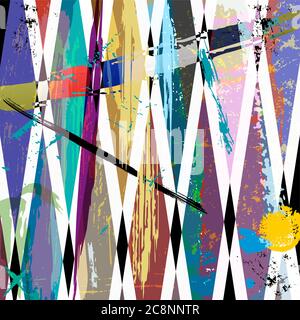 Abstrakter Hintergrund mit Konturen, Spritzern und geometrischen Linien Stock Vektor