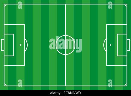 Vector Illustration. Frontalansicht des Fußball- oder europäischen Fußball-Feld. Geometrische und flach. Stock Vektor