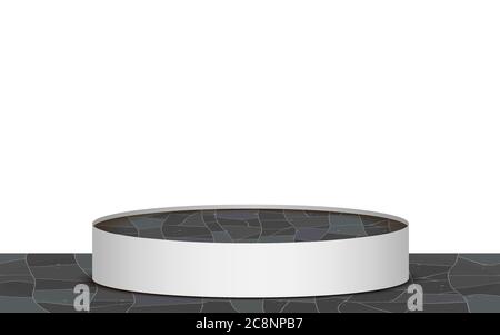 Maeble Podium auf dem Marmorboden im weißen Studio-Zimmer Stock Vektor