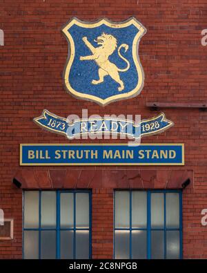 Rangers FC Bill Struth Hauptstandschild, Ibrox Stadium, Glasgow, Schottland, Großbritannien Stockfoto
