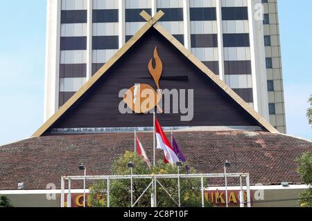 Jakarta / Indonesien - 20. Juli 2020. Das indonesische Scout Kwarnas Building, das ehemalige Nationale Handelsbank Gebäude und Bank Bumi Daya aus dem Jahr 1930 Stockfoto