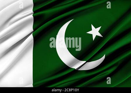 Bunte Pakistan Flagge winkt im Wind. Stockfoto