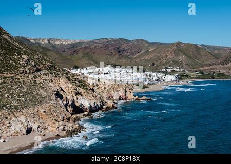 Las Negras Stadt, Cabo de Gata, Almeria, Andalusien, Spanien Stockfoto