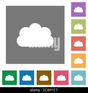 Flaches Symbol für Cloud Computing auf quadratischem Hintergrund. Stock Vektor