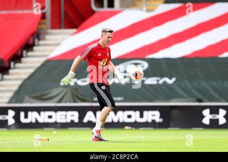 SOUTHAMPTON, GROSSBRITANNIEN. 26. JULI 2020 Dean Henderson von Sheffield United vor dem Premier League Spiel zwischen Southampton und Sheffield United im St Mary's Stadium, Southampton. (Kredit: Jon Bromley, Mi News) Kredit: MI Nachrichten & Sport /Alamy Live Nachrichten Stockfoto