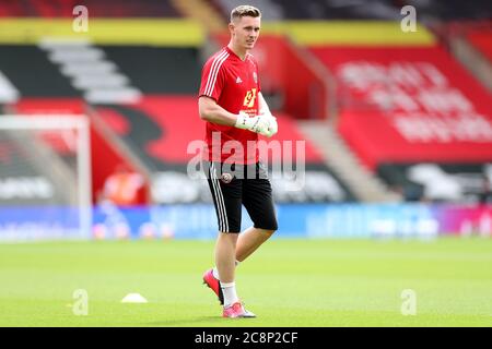 SOUTHAMPTON, GROSSBRITANNIEN. 26. JULI 2020 Dean Henderson von Sheffield United vor dem Premier League Spiel zwischen Southampton und Sheffield United im St Mary's Stadium, Southampton. (Kredit: Jon Bromley, Mi News) Kredit: MI Nachrichten & Sport /Alamy Live Nachrichten Stockfoto