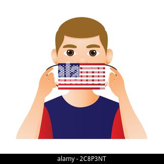 USA kämpft coronavirus.Kampf coronavirus.Amerika Flagge Hintergrund.Vektor-Illustration Kampf covid-19 Corona-Virus. Stock Vektor