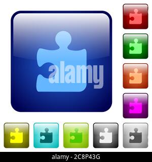Set von Farbe Puzzle Glas Web-Tasten. Stock Vektor