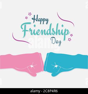 Happy Friendship Day, Faustschlag von männlichen und weiblichen Freunden, Liebe flache Illustration Poster, Vektor Stock Vektor
