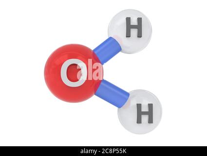 3D-Darstellung von Wassermolekülen - H2O Stockfoto