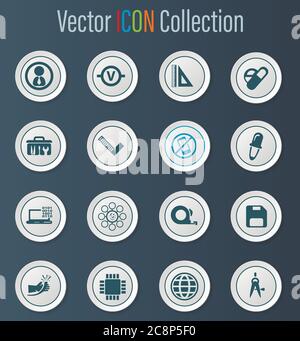 Fakultät für Mechanik Symbole gesetzt Stock Vektor