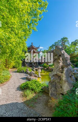 Kleiner aber schöner Chinagarten oder Chinesischer Garten, Stuttgarter Innenstadt, Bundesland Baden-Würtemberg, Süddeutschland, Mitteleuropa Stockfoto