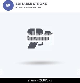 Wasserpistole Symbolvektor, gefüllt flaches Zeichen, solides Piktogramm isoliert auf weiß, Logo-Illustration. Symbol für Wasserpistole zur Präsentation. Stock Vektor