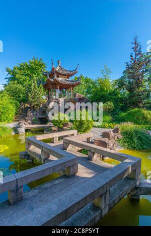 Kleiner aber schöner Chinagarten oder Chinesischer Garten, Stuttgarter Innenstadt, Bundesland Baden-Würtemberg, Süddeutschland, Mitteleuropa Stockfoto