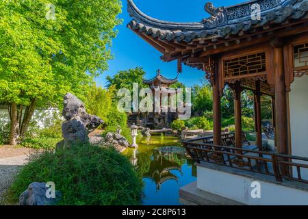 Kleiner aber schöner Chinagarten oder Chinesischer Garten, Stuttgarter Innenstadt, Bundesland Baden-Würtemberg, Süddeutschland, Mitteleuropa Stockfoto