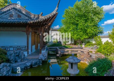 Kleiner aber schöner Chinagarten oder Chinesischer Garten, Stuttgarter Innenstadt, Bundesland Baden-Würtemberg, Süddeutschland, Mitteleuropa Stockfoto