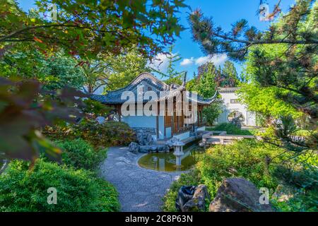Kleiner aber schöner Chinagarten oder Chinesischer Garten, Stuttgarter Innenstadt, Bundesland Baden-Würtemberg, Süddeutschland, Mitteleuropa Stockfoto