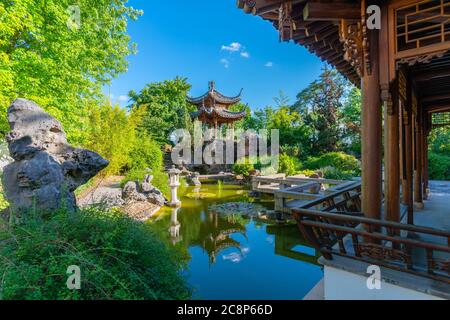 Kleiner aber schöner Chinagarten oder Chinesischer Garten, Stuttgarter Innenstadt, Bundesland Baden-Würtemberg, Süddeutschland, Mitteleuropa Stockfoto
