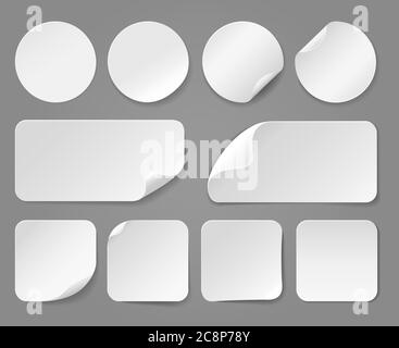 Kleber weißes Papier Aufkleber realistisch Stock Vektor