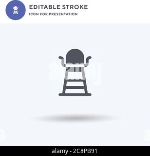 Rettungsschwimmer Stuhl Icon Vektor, gefüllt flache Zeichen, solide Piktogramm isoliert auf weiß, Logo-Illustration. Lifeguard Chair Icon für Präsentation. Stock Vektor