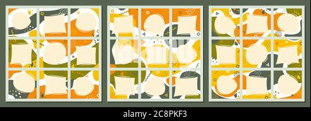 Abstrakter Vektor Handgezeichnetes Mo-kup Design für Social Media. Trendige editierbare Vorlage für Geschichten und Beiträge in sozialen Netzwerken. Welliger Hintergrund für soziale Medien Stock Vektor